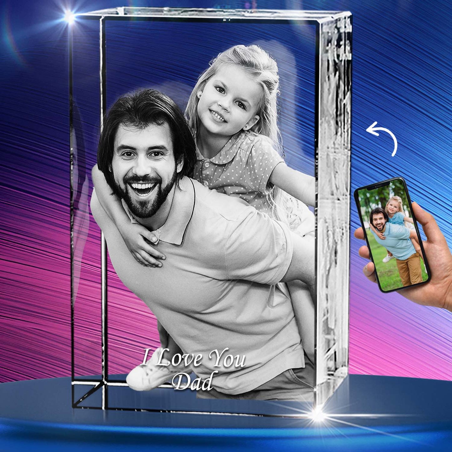 3D Crystal Cube Portrait