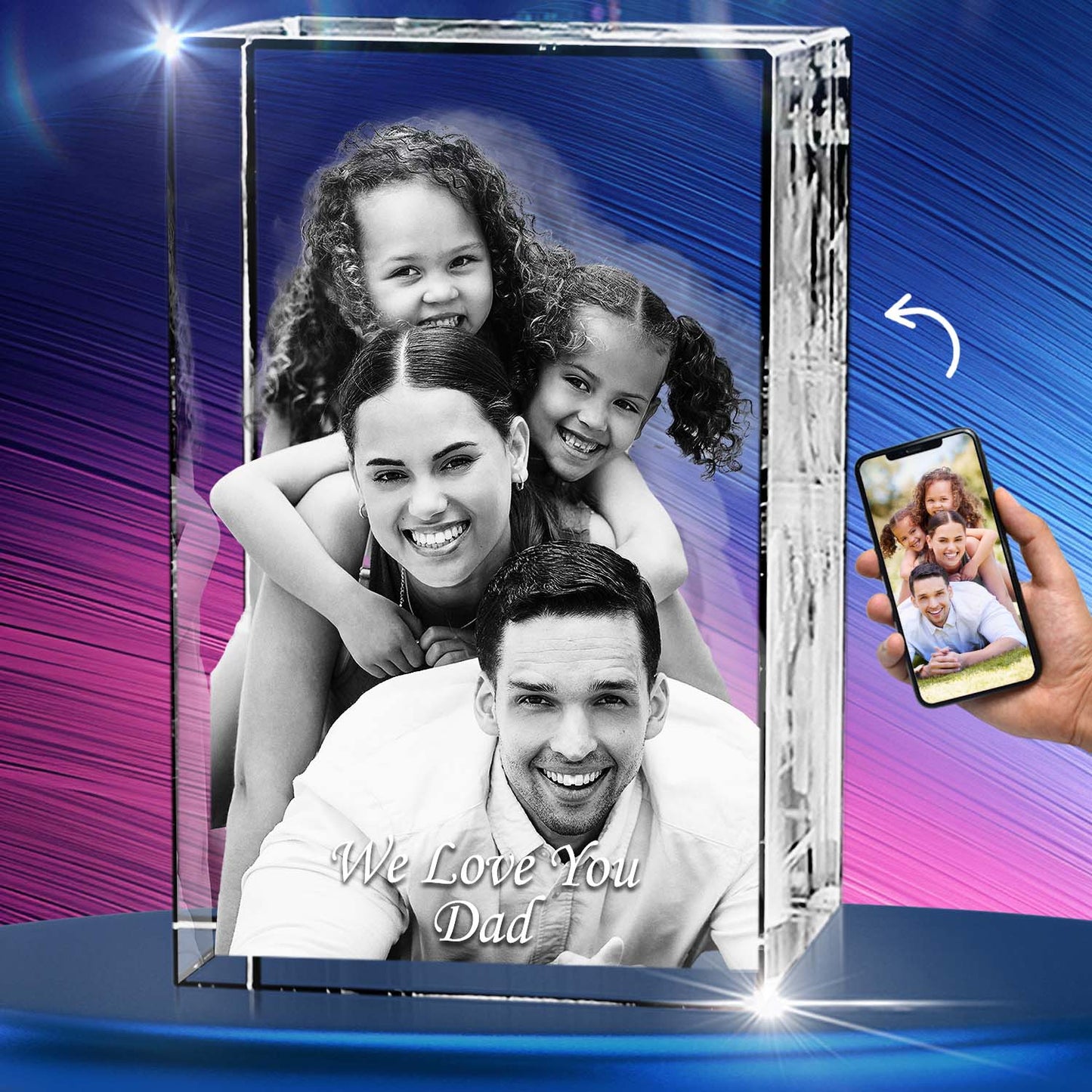 3D Crystal Cube Portrait