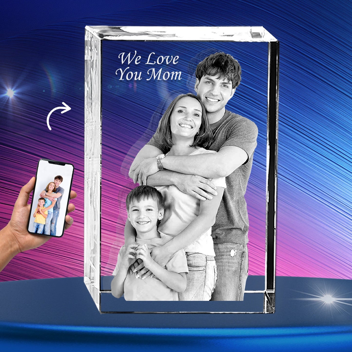 3D Crystal Cube Portrait